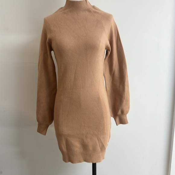 Mock Neck Ribbed Long Sleeve Bodycon Pullover Mini Sweater Dress - Picture 6 of 13